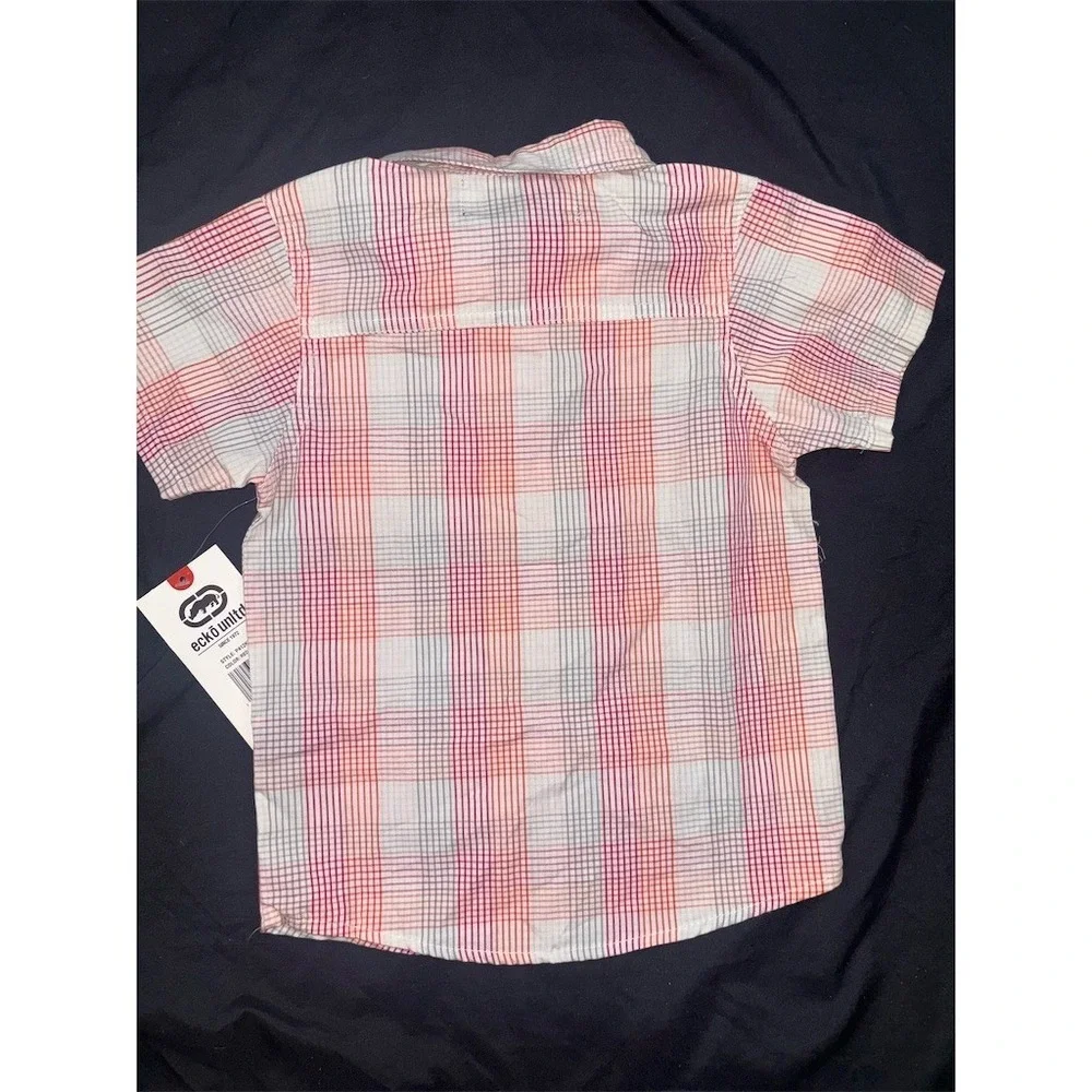 Ecko Unltd Button-Up Shirt Toddler Boys Size 2T Multicolor Plaid Short Y2K NOS
